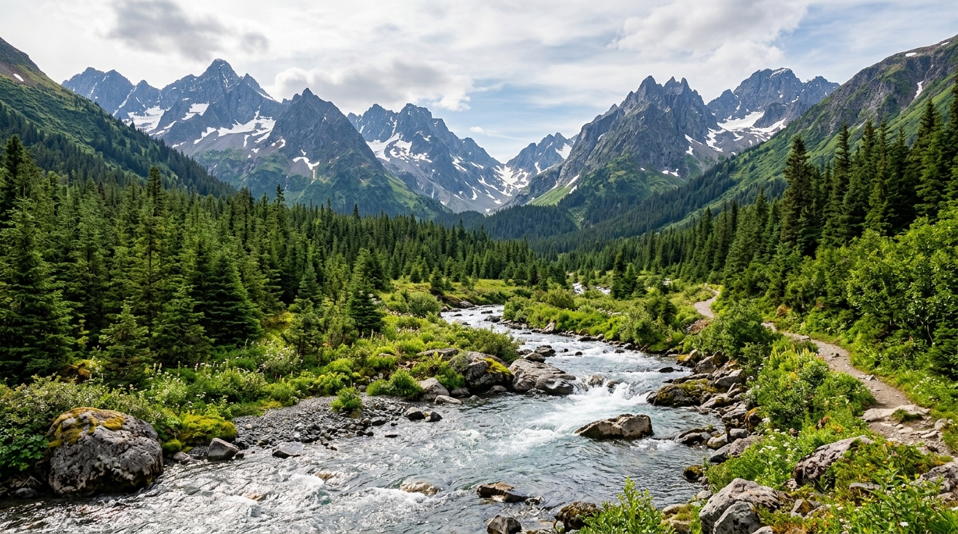 Johnson Pass mountain trail Kenai Peninsula Alaska